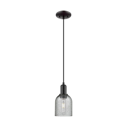 Innovations Caledonia 5in 1-Light Mini Pendant | Industrial Matte Black Steel and Charcoal Glass | Kitchen Island & Dining Room | 5 | Model 716-1P-BK-G257