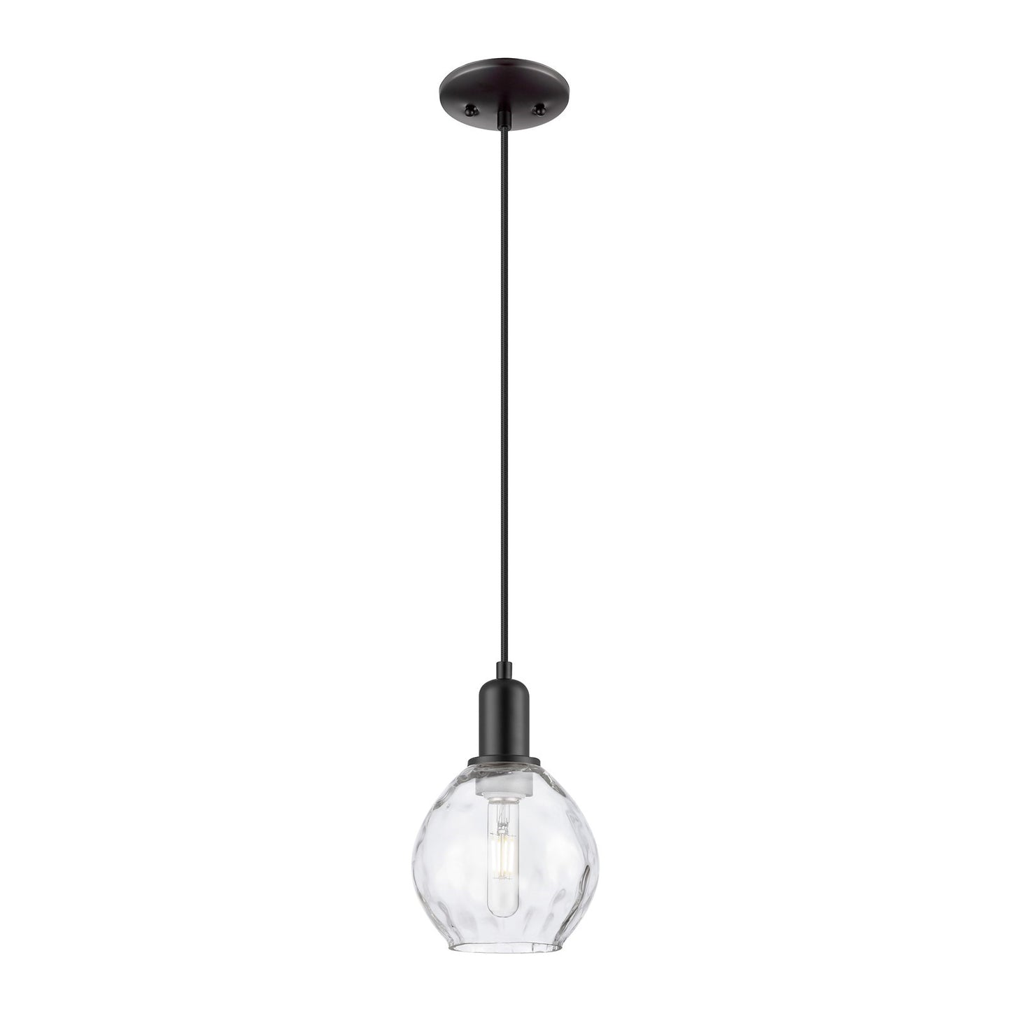 Innovations Waverly 6in 1-Light Mini Pendant | Industrial Matte Black Steel and Clear Glass | Kitchen Island & Dining Room | 6 x 6 | Model 716-1P-BK-G362