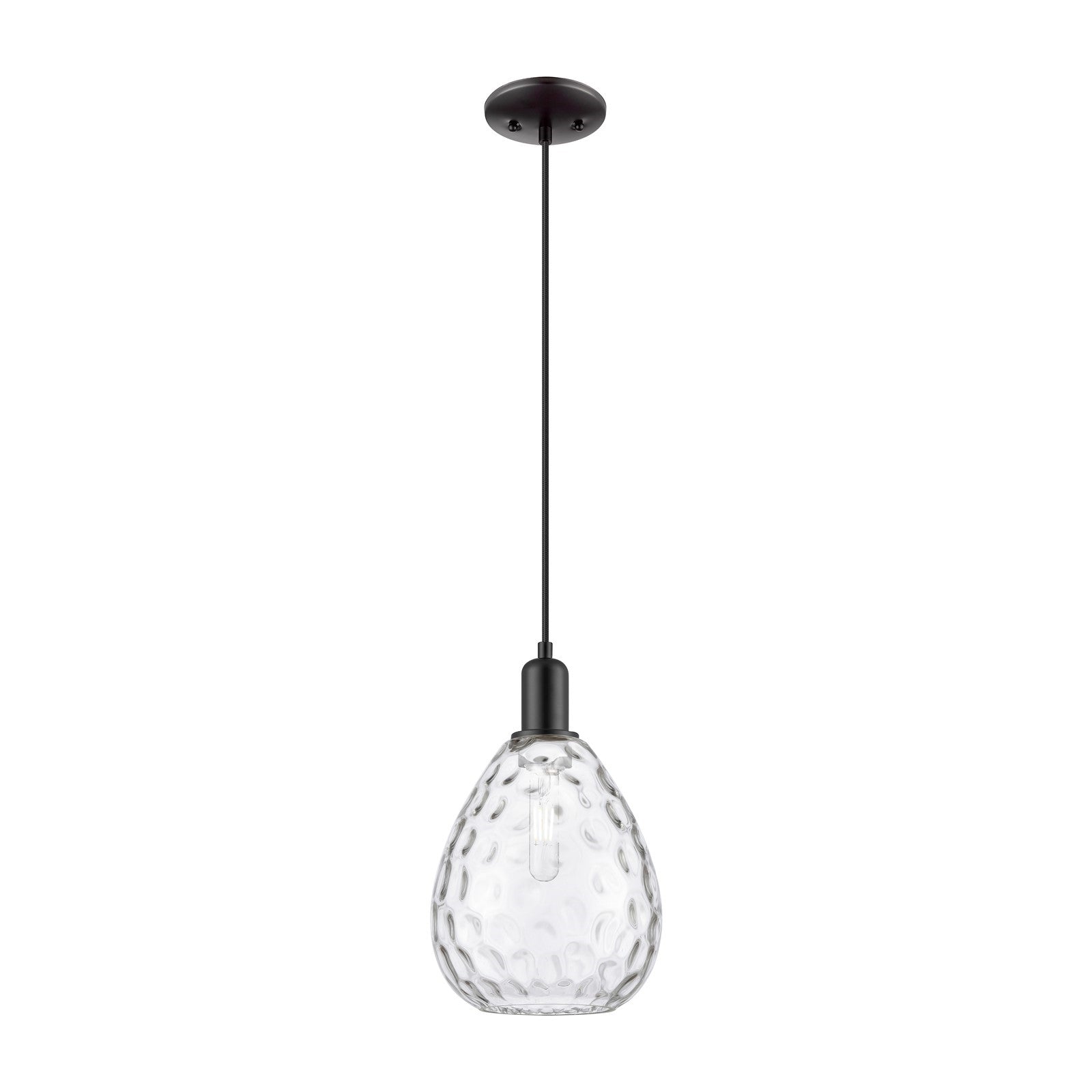 Innovations Waverly 8in 1-Light Mini Pendant | Industrial Matte Black and Clear Glass | Kitchen Island & Dining Room | 15-133 in H | Model 716-1P-BK-G372