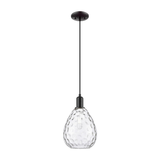Innovations Waverly 8in 1-Light Mini Pendant | Industrial Matte Black and Clear Glass | Kitchen Island & Dining Room | 15-133 in H | Model 716-1P-BK-G372
