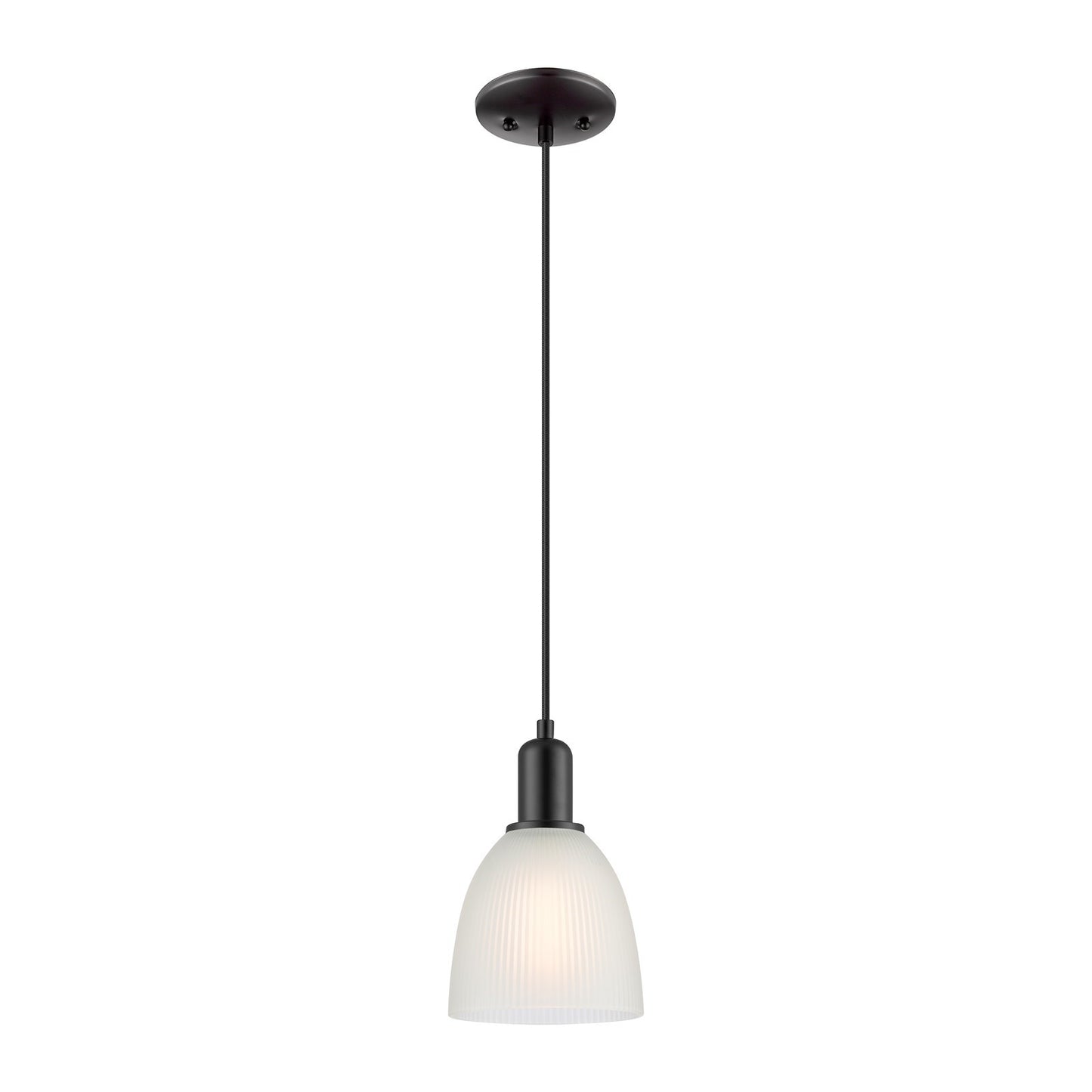 Innovations Castile 6in 1-Light Mini Pendant | Industrial Matte Black Steel and White Glass | Kitchen Island & Dining Room | 6 x 6 | Model 716-1P-BK-G381