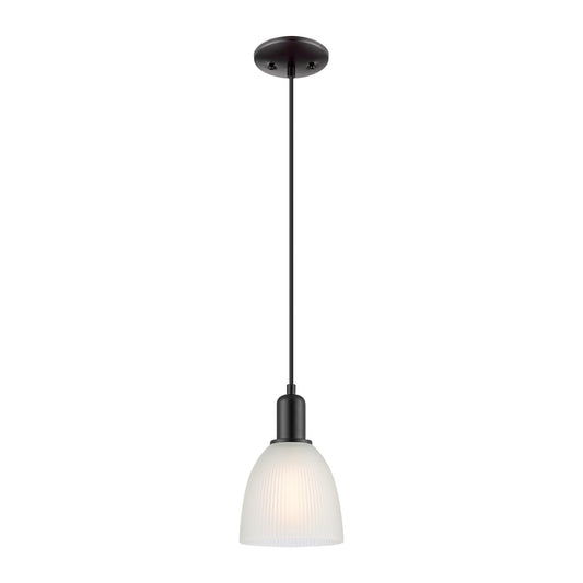 Innovations Castile 6in 1-Light Mini Pendant | Industrial Matte Black Steel and White Glass | Kitchen Island & Dining Room | 6 x 6 | Model 716-1P-BK-G381