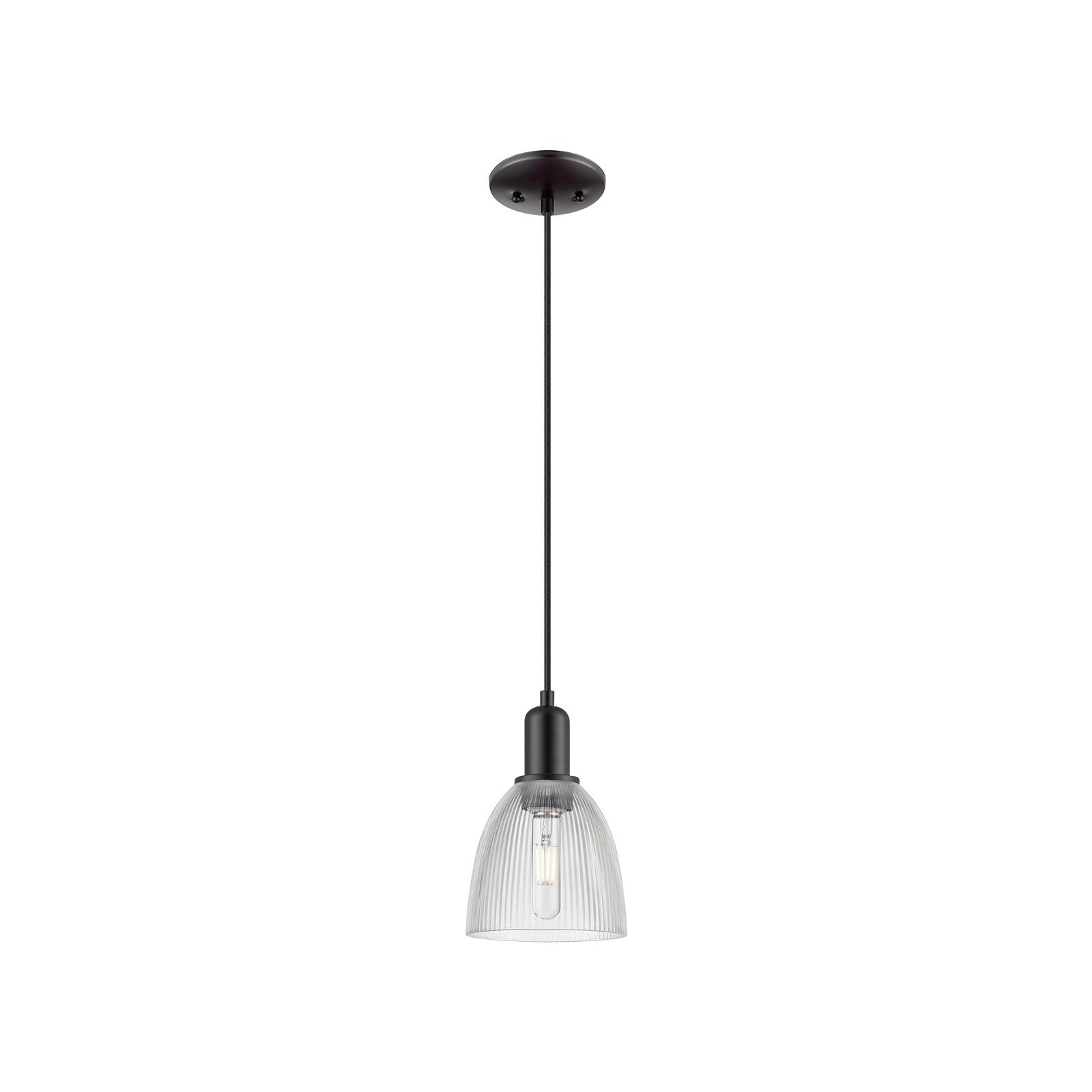 Innovations Castile 6in 1-Light Mini Pendant | Industrial Matte Black Steel and Clear Glass | Kitchen Island & Dining Room | 6 x 6 | Model 716-1P-BK-G382