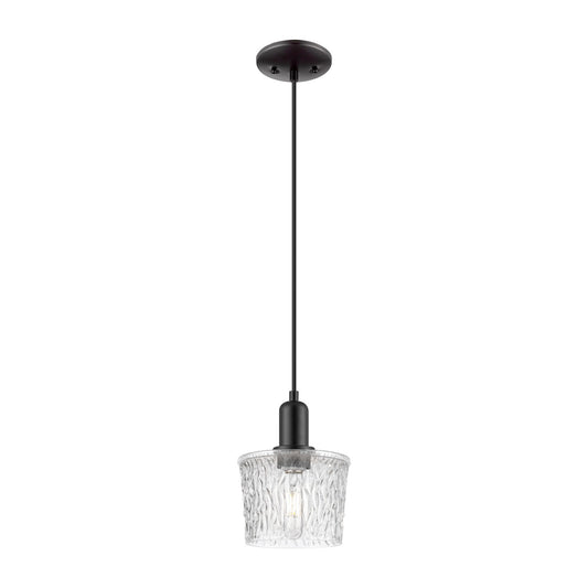 Innovations Niagara 6.5in 1-Light Mini Pendant | Industrial Matte Black Steel and Clear Glass | Kitchen Island & Dining Room | 6.5 | Model 716-1P-BK-G402