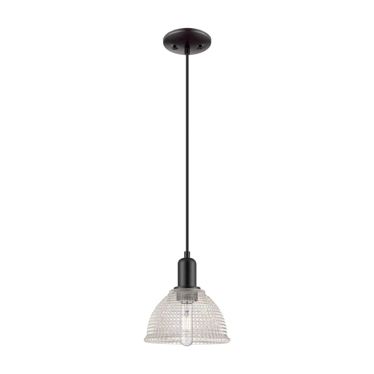 Innovations Arietta 8in 1-Light Mini Pendant | Industrial Matte Black Steel and Clear Glass | Kitchen Island | 8 x 8.82 in | Model 716-1P-BK-G422