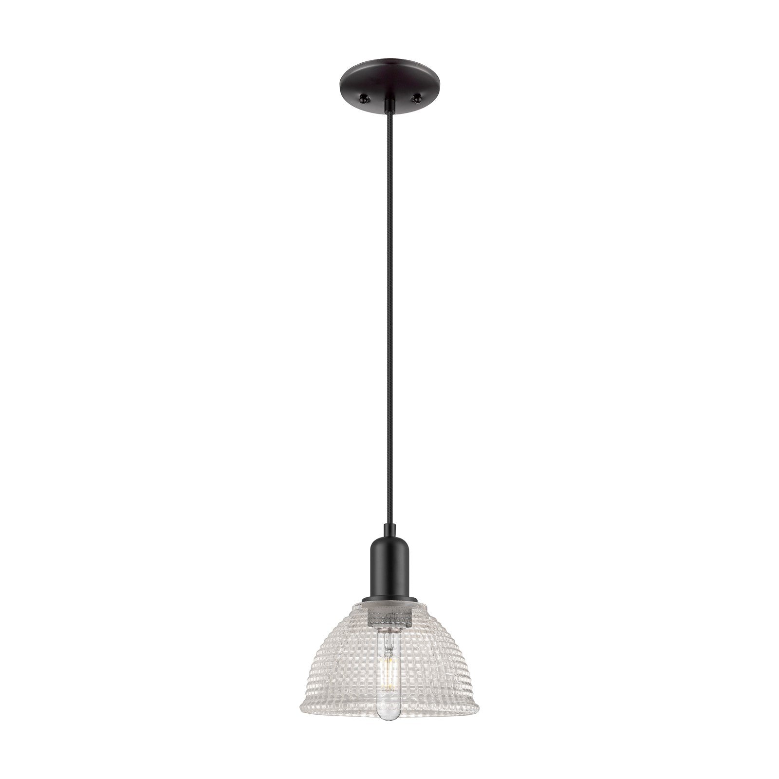 Innovations Arietta 8in 1-Light Mini Pendant | Industrial Matte Black Steel and Clear Glass | Kitchen Island | 8 x 8.82 in | Model 716-1P-BK-G422