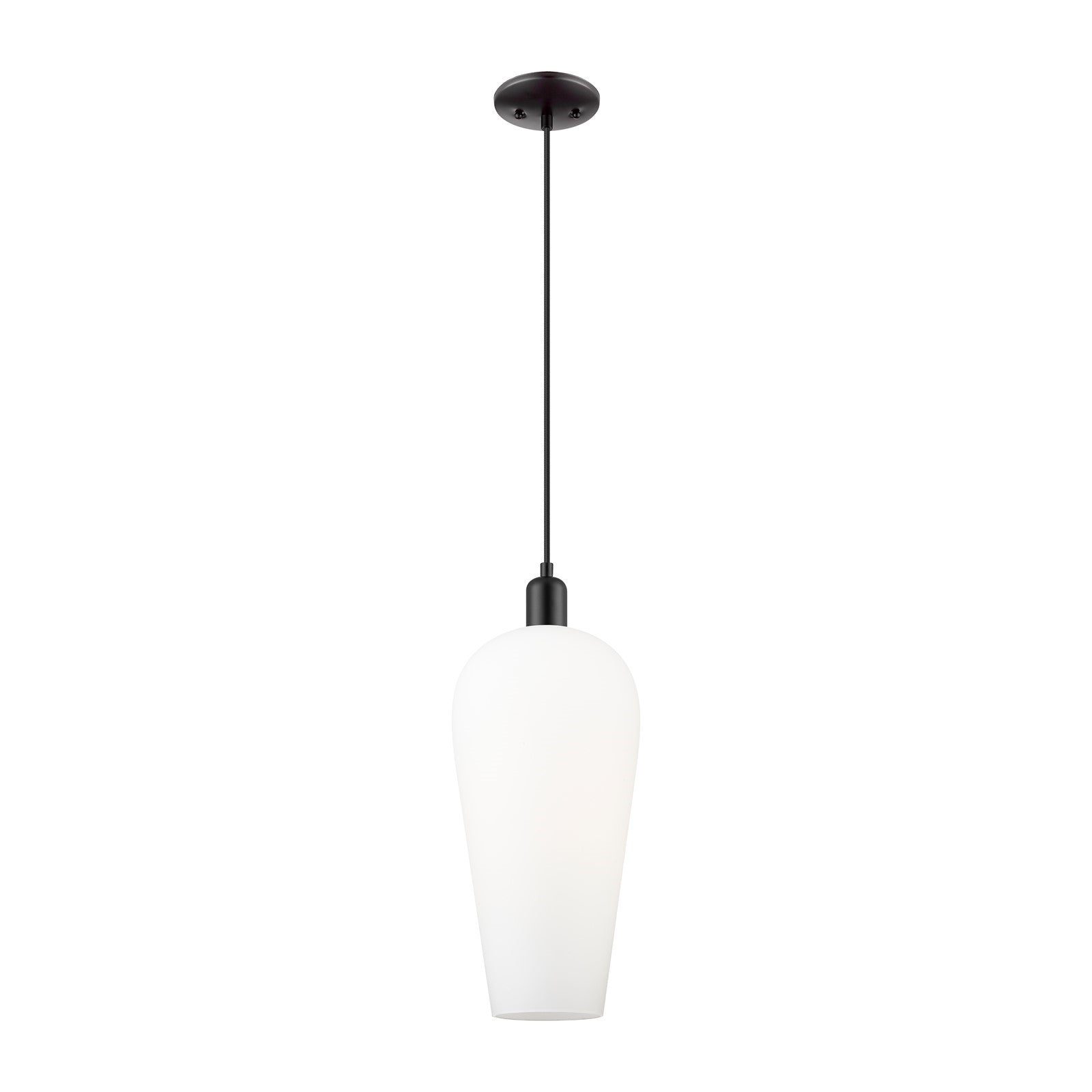 Innovations Chelsea 8in 1-Light Mini Pendant | Industrial Matte Black Steel and White Cone Glass | Kitchen Island & Dining Room | Model 716-1P-BK-G456-8WH