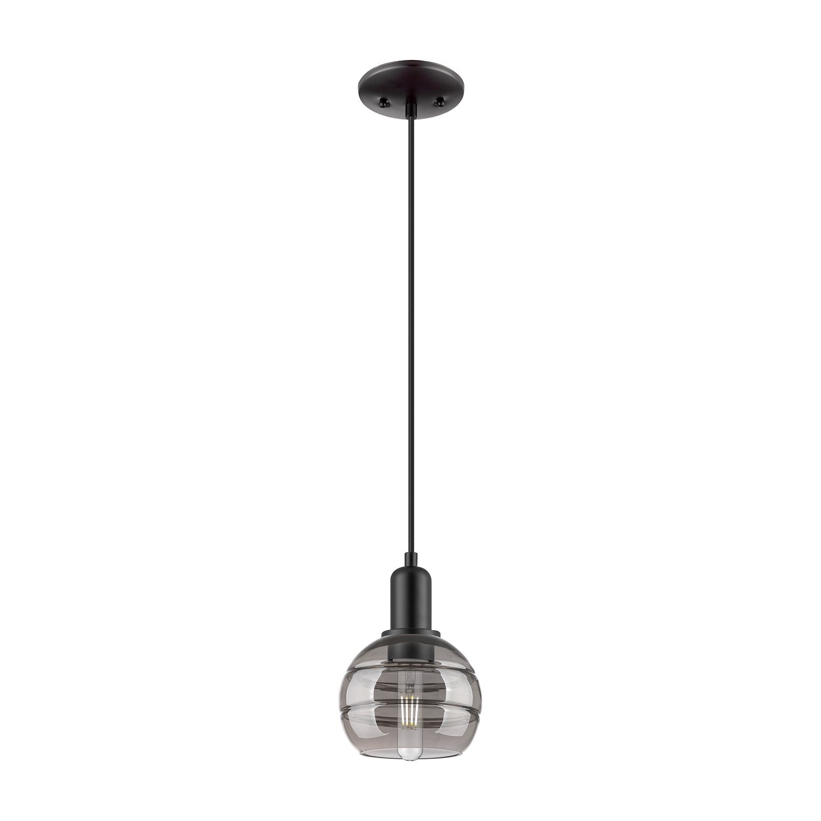 Innovations Rochester 6in 1-Light Mini Pendant | Industrial Matte Black Steel and Light Smoke Glass | Kitchen Island & Dining | Model 716-1P-BK-G556-6SM