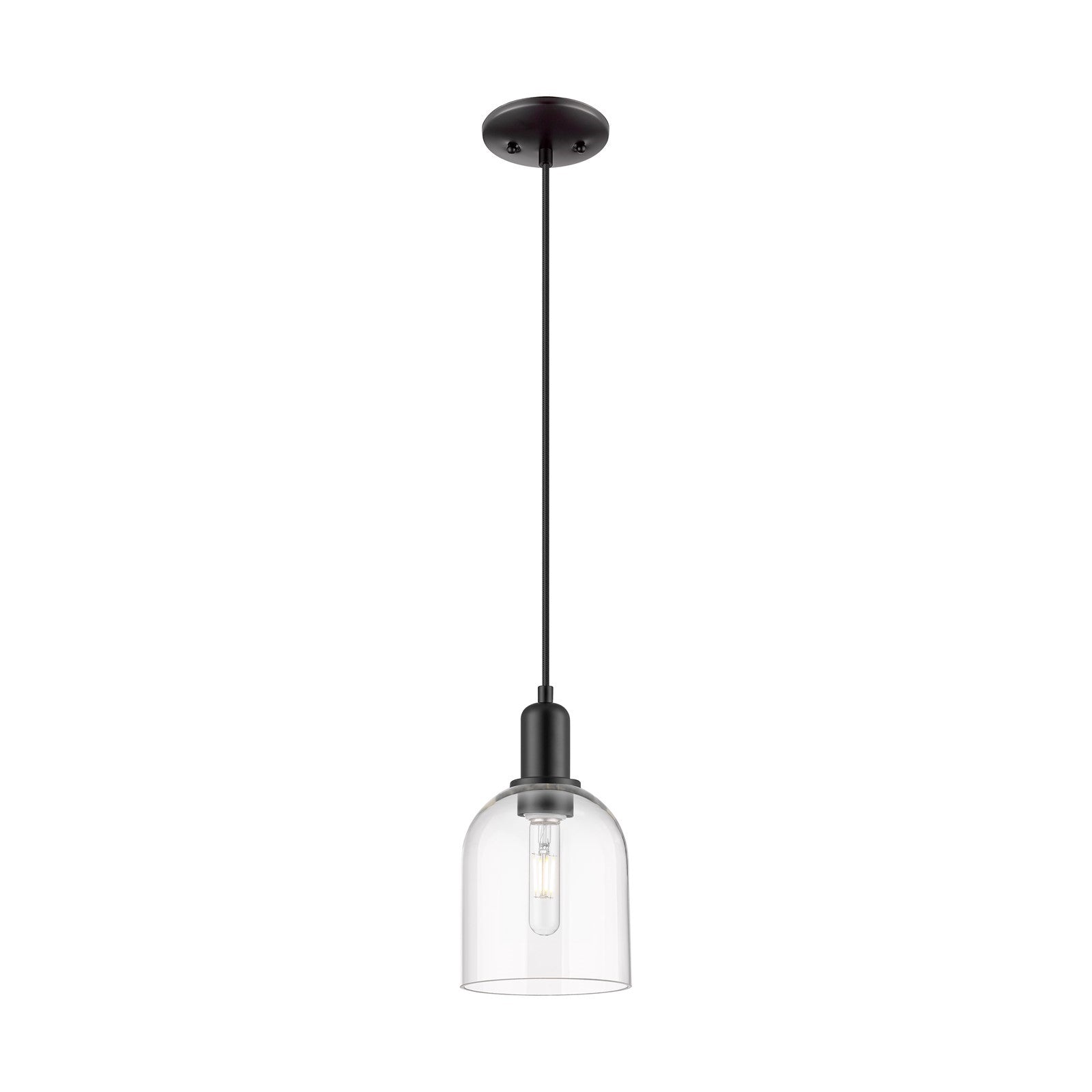 Innovations Bella 6in 1-Light Mini Pendant | Industrial Matte Black Steel and Clear Glass | Kitchen Island & Dining Room | 5.5 | Model 716-1P-BK-G558-6CL