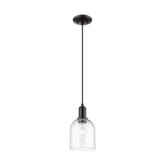 Innovations Bella 6in 1-Light Mini Pendant | Industrial Matte Black Steel and Clear Glass | Kitchen Island & Dining Room | 5.5 | Model 716-1P-BK-G558-6CL