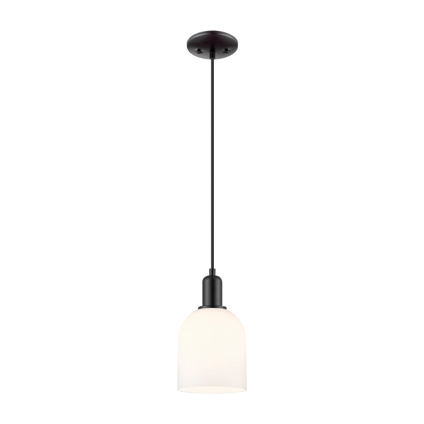 Innovations Bella 1-Light Mini Pendant | Industrial Matte Black Steel and White Glass | Kitchen Island & Dining Room | 5.5 x | Model 716-1P-BK-G558-6GWH