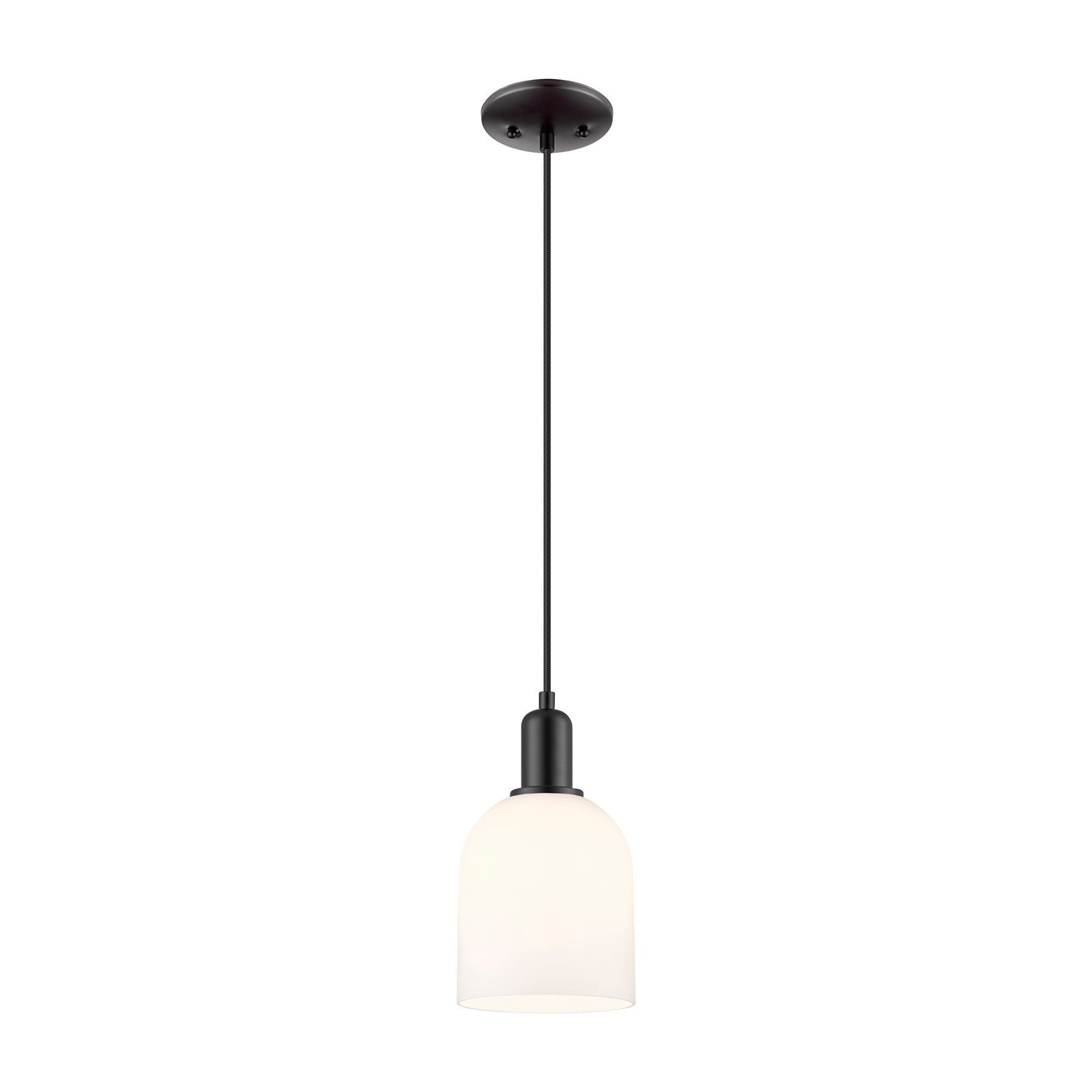 Innovations Bella 1-Light Mini Pendant | Industrial Matte Black Steel and White Glass | Kitchen Island & Dining Room | 5.5 x | Model 716-1P-BK-G558-6GWH