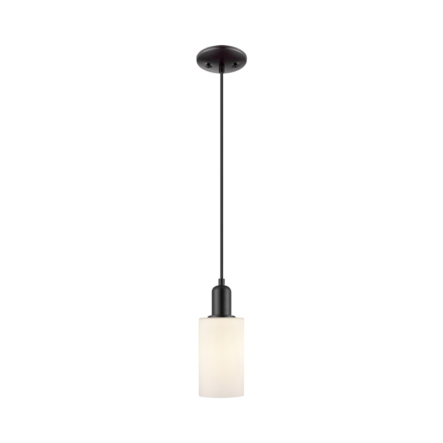 Innovations Clymer 4in 1-Light Mini Pendant | Industrial Matte Black Steel and Matte White Glass | Kitchen Island & Dining Room | Model 716-1P-BK-G801