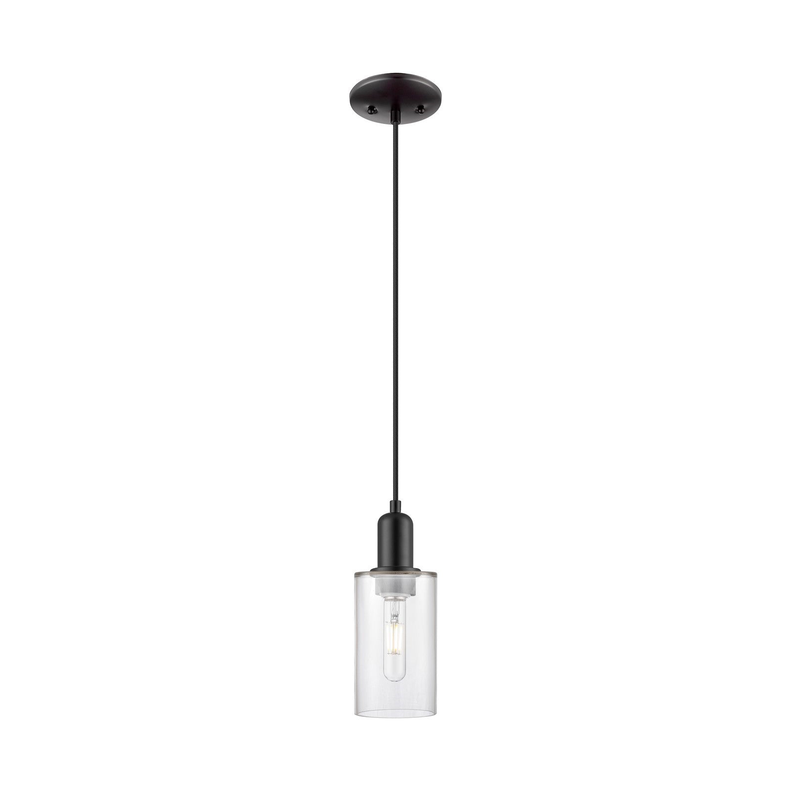 Innovations Clymer 4in 1-Light Mini Pendant | Industrial Matte Black Steel and Clear Glass | Kitchen Island & Dining Room | 3.88 x | Model 716-1P-BK-G802
