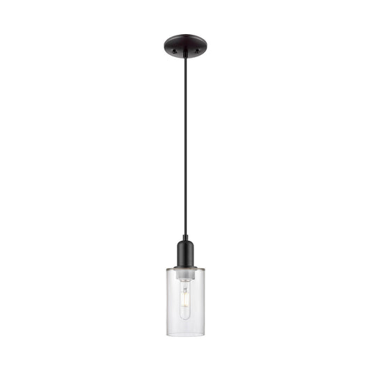Innovations Clymer 4in 1-Light Mini Pendant | Industrial Matte Black Steel and Clear Glass | Kitchen Island & Dining Room | 3.88 x | Model 716-1P-BK-G802