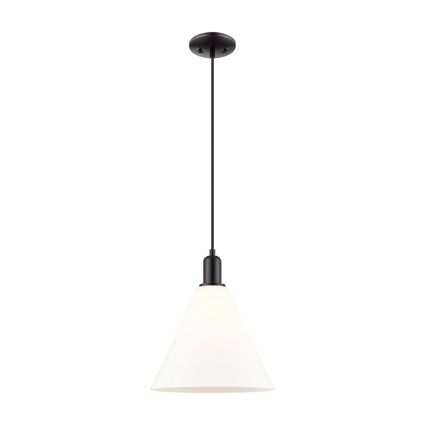 Innovations Berkshire Glass 12in 1-Light Mini Pendant | Industrial Matte Black Steel and Matte White Glass | Kitchen Island & | Model 716-1P-BK-GBC-121