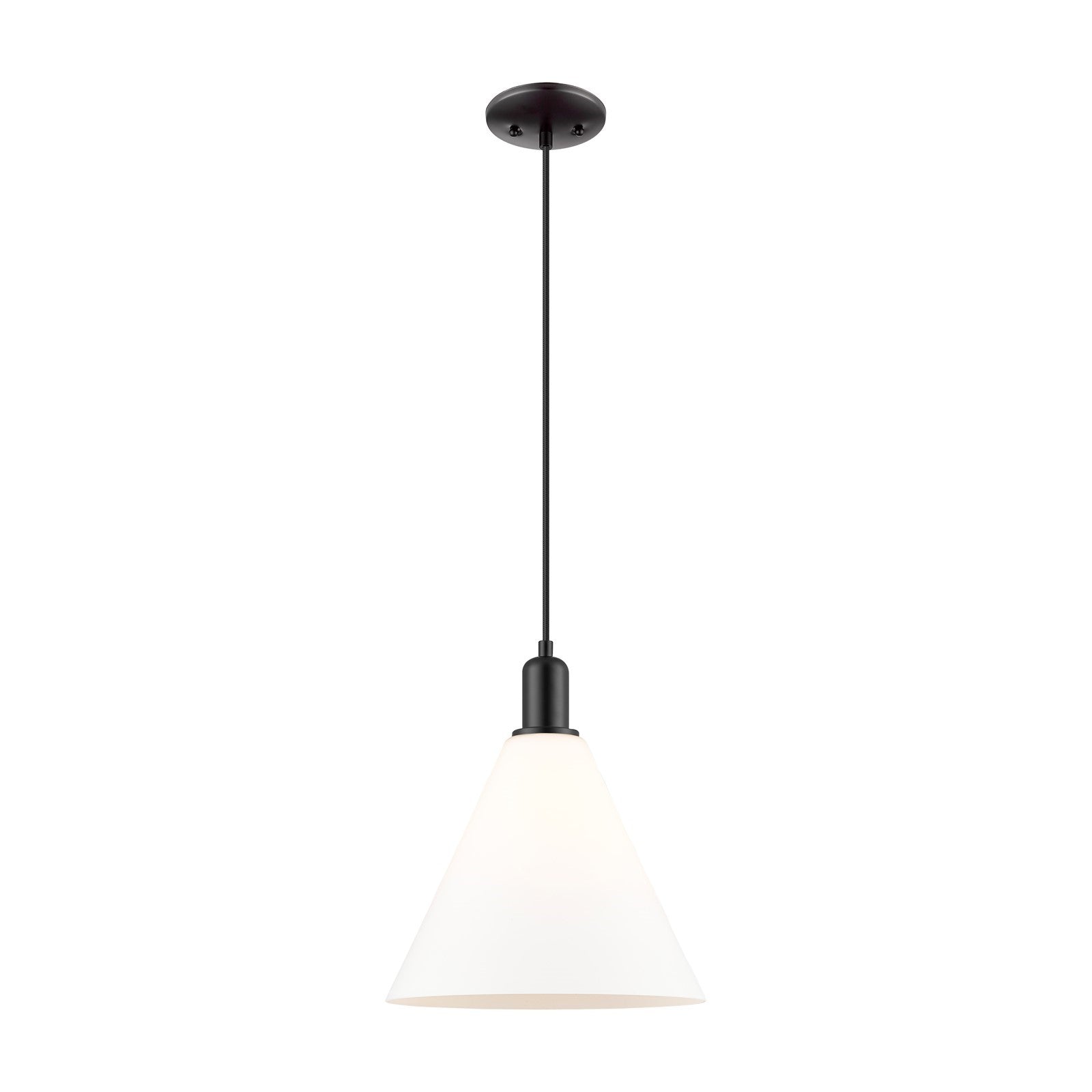 Innovations Berkshire Glass 12in 1-Light Mini Pendant | Industrial Matte Black Steel and Matte White Glass | Kitchen Island & | Model 716-1P-BK-GBC-121