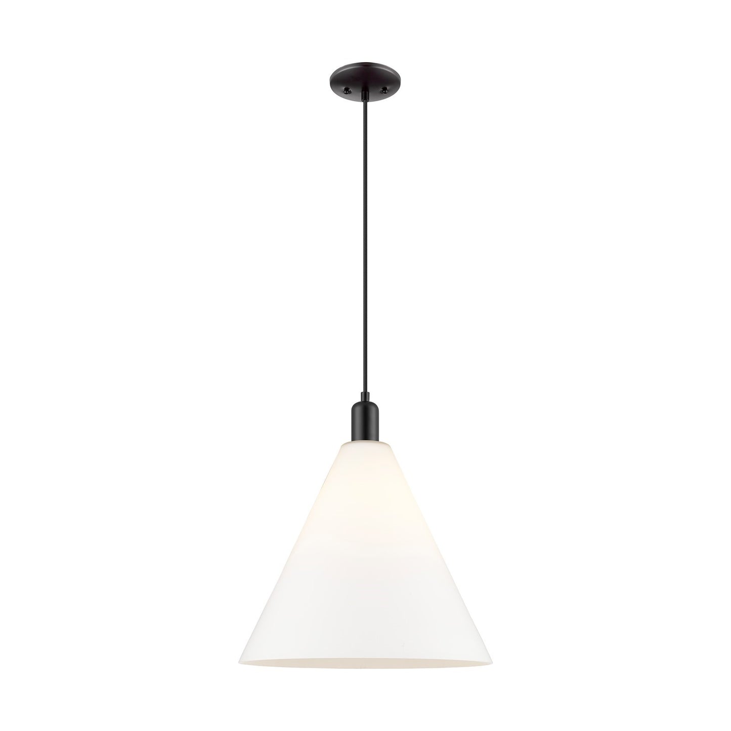 Innovations Berkshire Glass 16in 1-Light Mini Pendant | Industrial Matte Black Steel and Matte White Cased Glass | Kitchen | Model 716-1P-BK-GBC-161