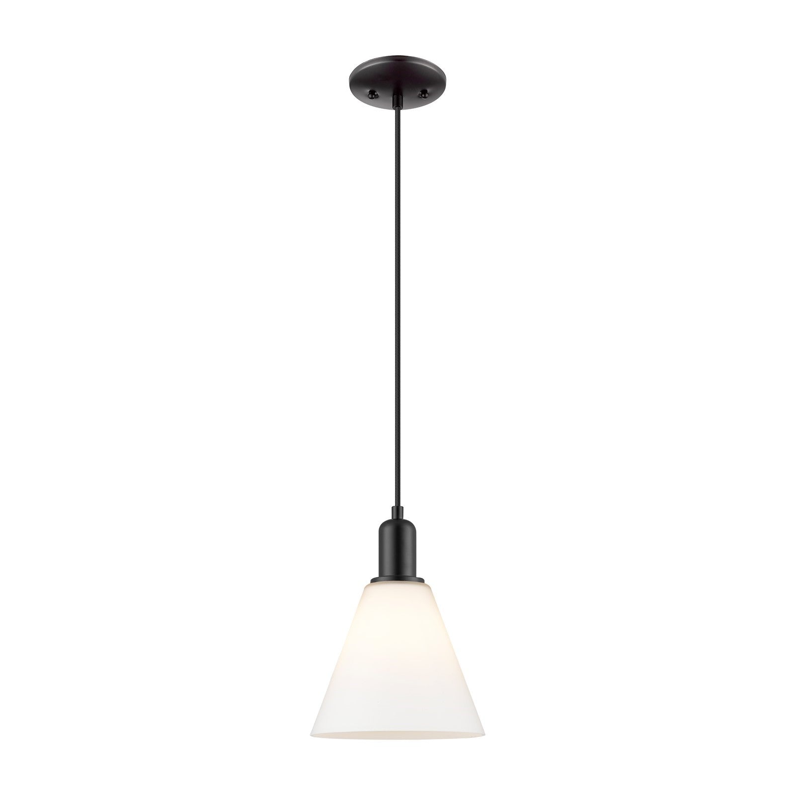 Innovations Berkshire Glass 8in 1-Light Mini Pendant | Industrial Matte Black Steel and Matte White Glass | Kitchen Island & | Model 716-1P-BK-GBC-81