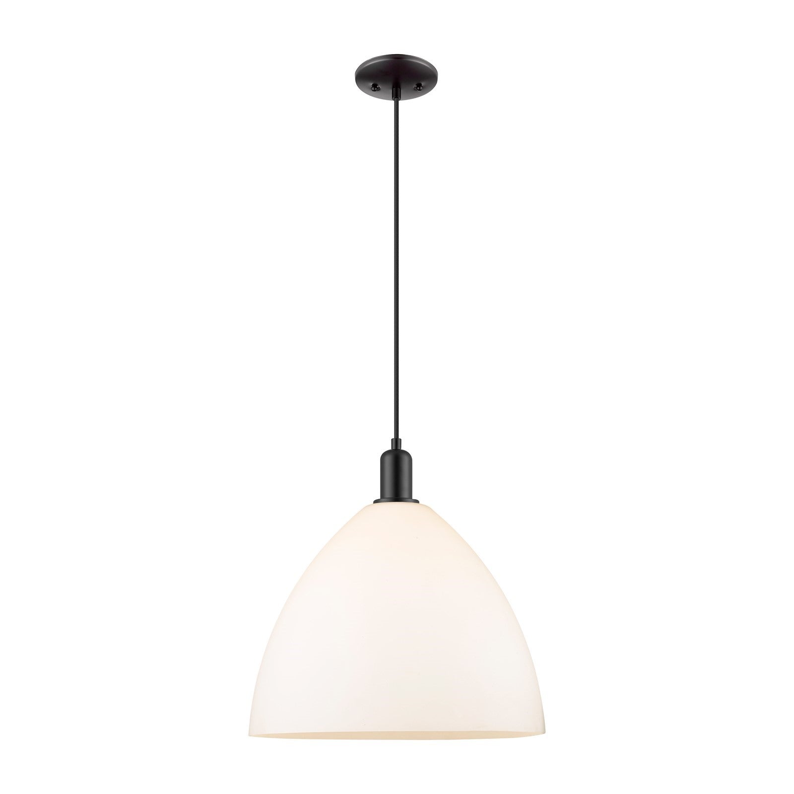 Innovations Bristol 16in 1-Light Mini Pendant | Industrial Matte Black Steel and Matte White Glass | Kitchen Island & Dining | Model 716-1P-BK-GBD-161
