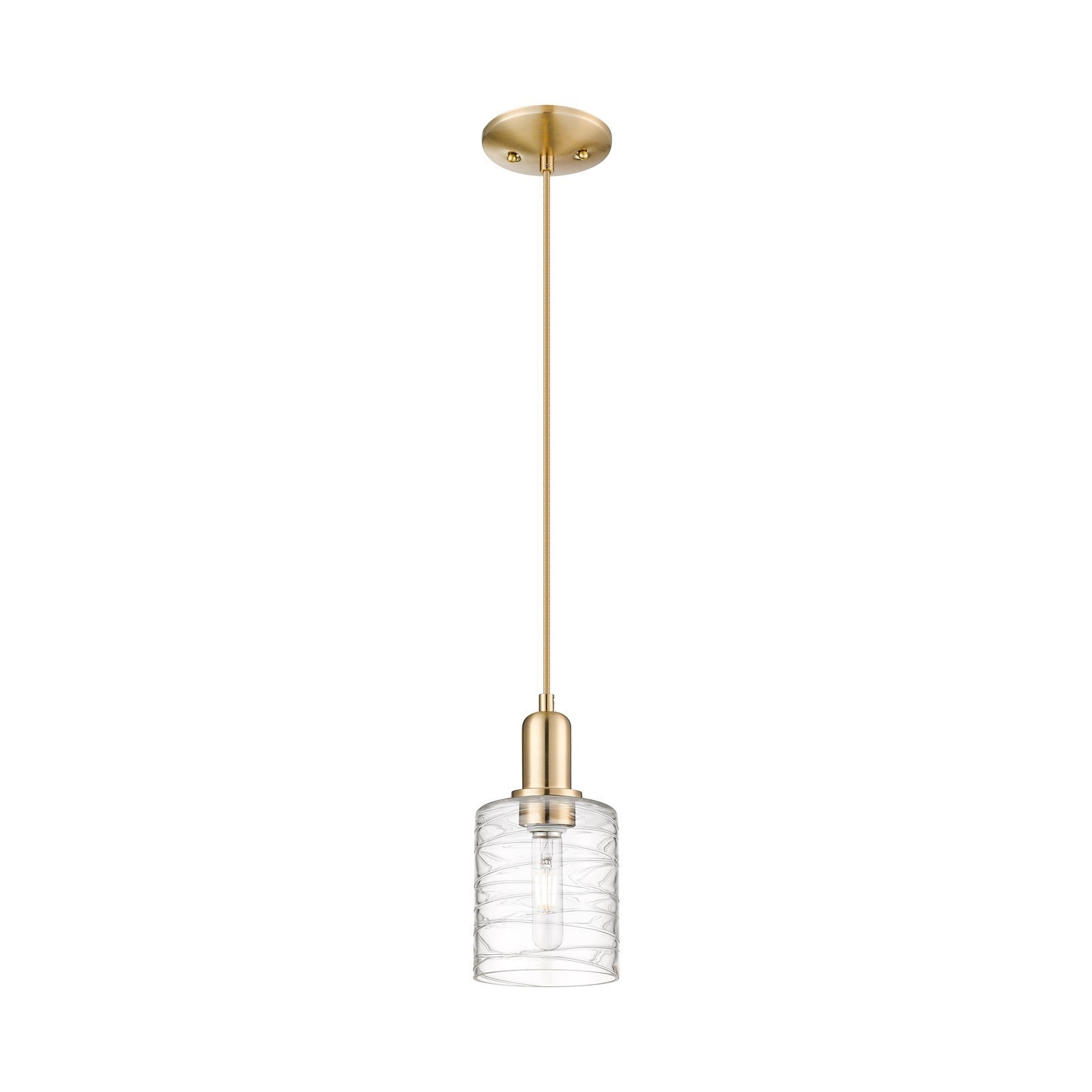 Innovations Cobbleskill 5in 1-Light Mini Pendant | Industrial Champagne Bronze Steel and Deco Swirl Glass | Kitchen Island & | Model 716-1P-CB-G1113
