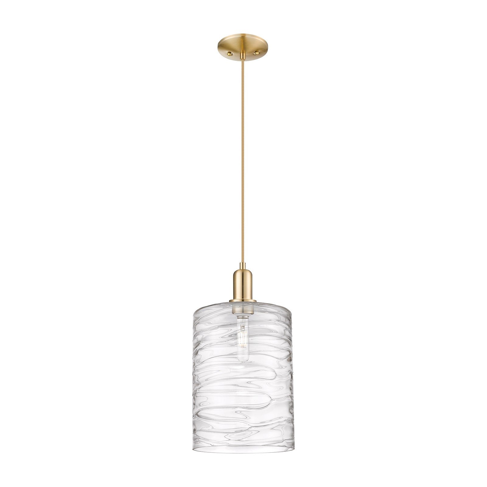 Innovations Cobbleskill 9in 1-Light Mini Pendant | Industrial Champagne Bronze Steel and Deco Swirl Glass | Kitchen Island & | Model 716-1P-CB-G1113-L