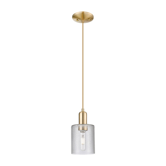 Innovations Cobbleskill 5in 1-Light Mini Pendant | Industrial Champagne Bronze Steel and Clear Glass | Kitchen Island & Dining Room | Model 716-1P-CB-G112