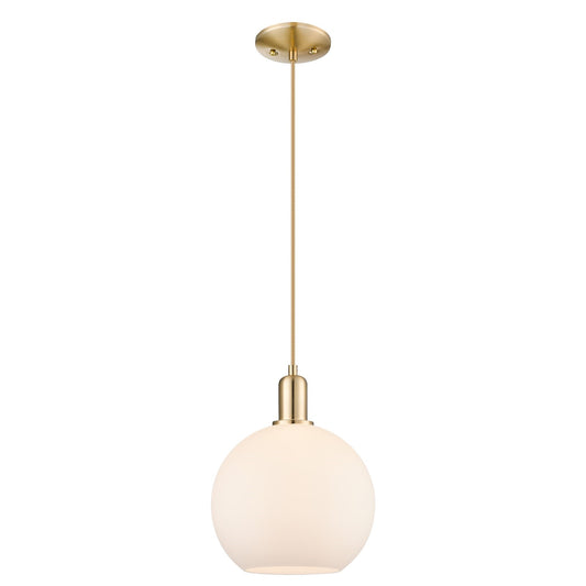 Innovations Athens 10in 1-Light Mini Pendant | Industrial Champagne Bronze Steel and Matte White Glass | Kitchen Island & Dining | Model 716-1P-CB-G121-10