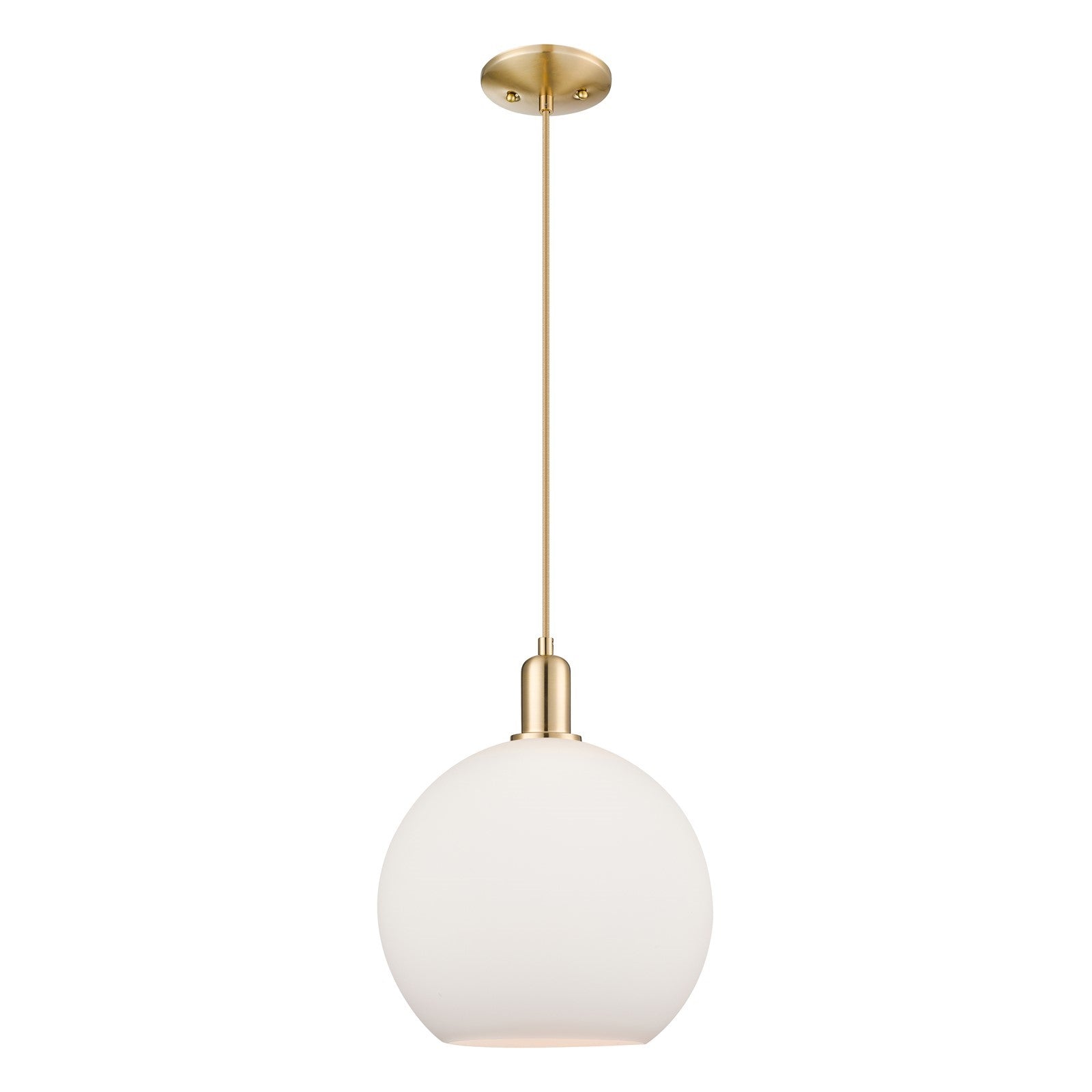 Innovations Athens 12in 1-Light Mini Pendant | Industrial Champagne Bronze Steel and Matte White Glass | Kitchen Island & Dining | Model 716-1P-CB-G121-12