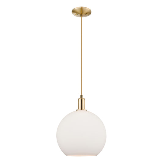 Innovations Athens 12in 1-Light Mini Pendant | Industrial Champagne Bronze Steel and Matte White Glass | Kitchen Island & Dining | Model 716-1P-CB-G121-12