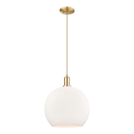 Innovations Athens 14in 1-Light Mini Pendant | Industrial Champagne Bronze Steel and Matte White Glass | Kitchen Island & Dining | Model 716-1P-CB-G121-14