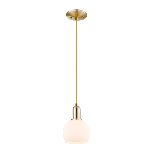 Innovations Athens 6in 1-Light Mini Pendant | Industrial Champagne Bronze Steel and Matte White Glass | Kitchen Island & Dining | Model 716-1P-CB-G121-6