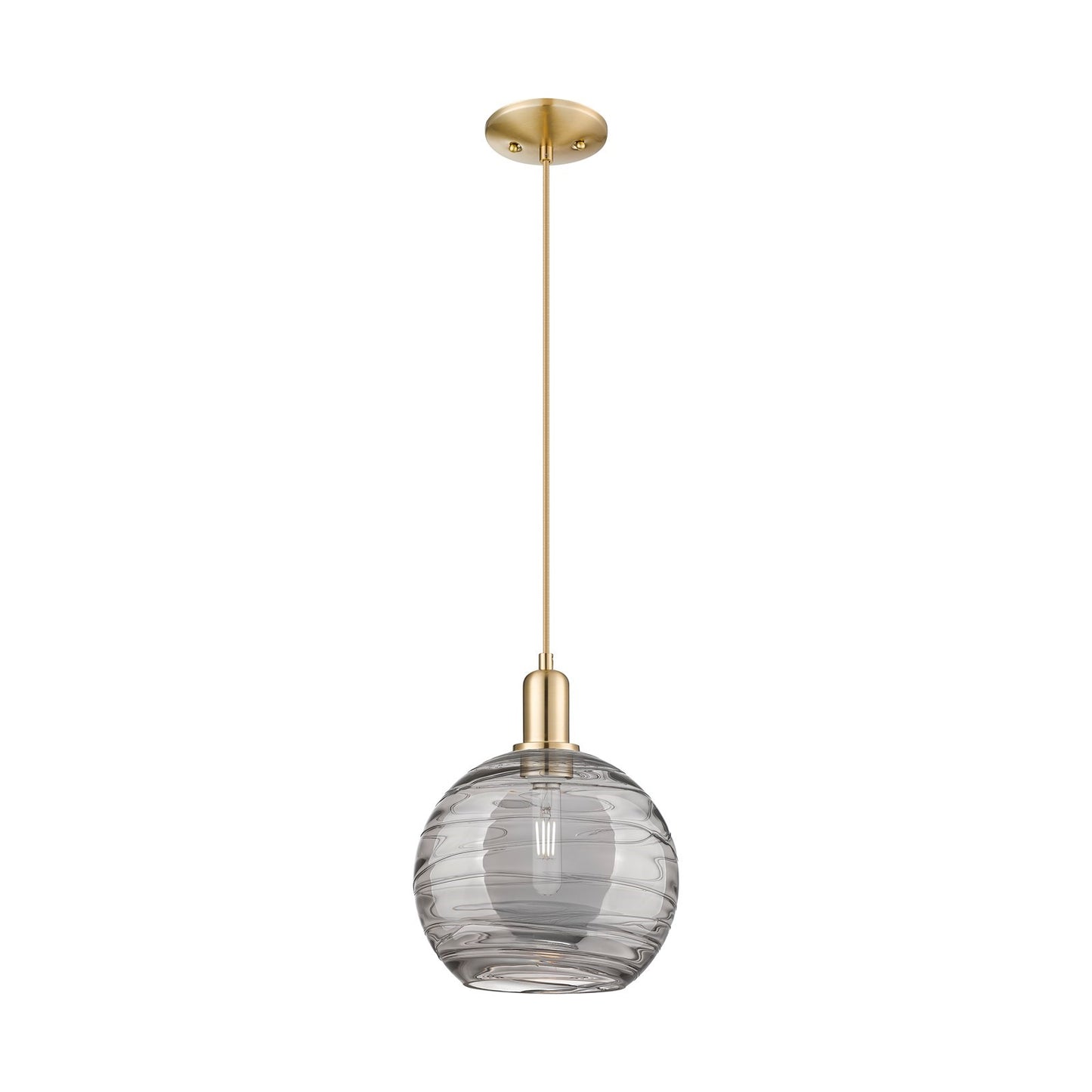 Innovations Athens Deco Swirl 10in 1-Light Mini Pendant | Industrial Champagne Bronze Steel and Light Smoke Glass | Kitchen | Model 716-1P-CB-G1213-10SM