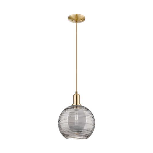 Innovations Athens Deco Swirl 10in 1-Light Mini Pendant | Industrial Champagne Bronze Steel and Light Smoke Glass | Kitchen | Model 716-1P-CB-G1213-10SM