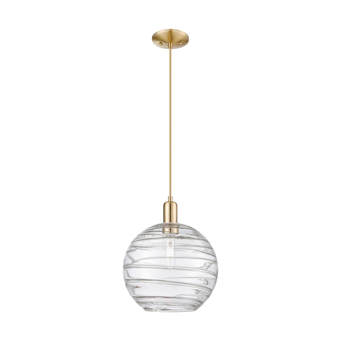Innovations Athens Deco Swirl 12in 1-Light Mini Pendant | Industrial Champagne Bronze Steel and Clear Glass | Kitchen Island | Model 716-1P-CB-G1213-12CL