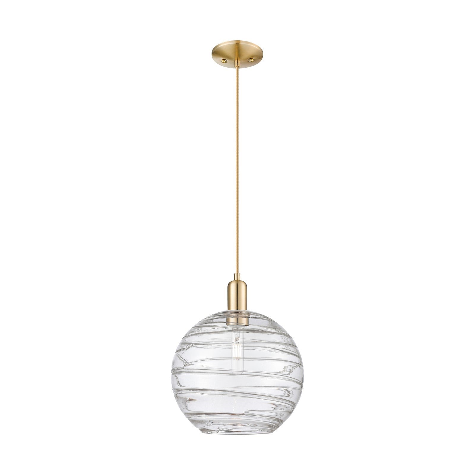 Innovations Athens Deco Swirl 12in 1-Light Mini Pendant | Industrial Champagne Bronze Steel and Clear Glass | Kitchen Island | Model 716-1P-CB-G1213-12CL