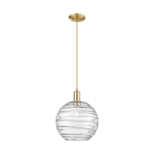Innovations Athens Deco Swirl 12in 1-Light Mini Pendant | Industrial Champagne Bronze Steel and Clear Glass | Kitchen Island | Model 716-1P-CB-G1213-12CL