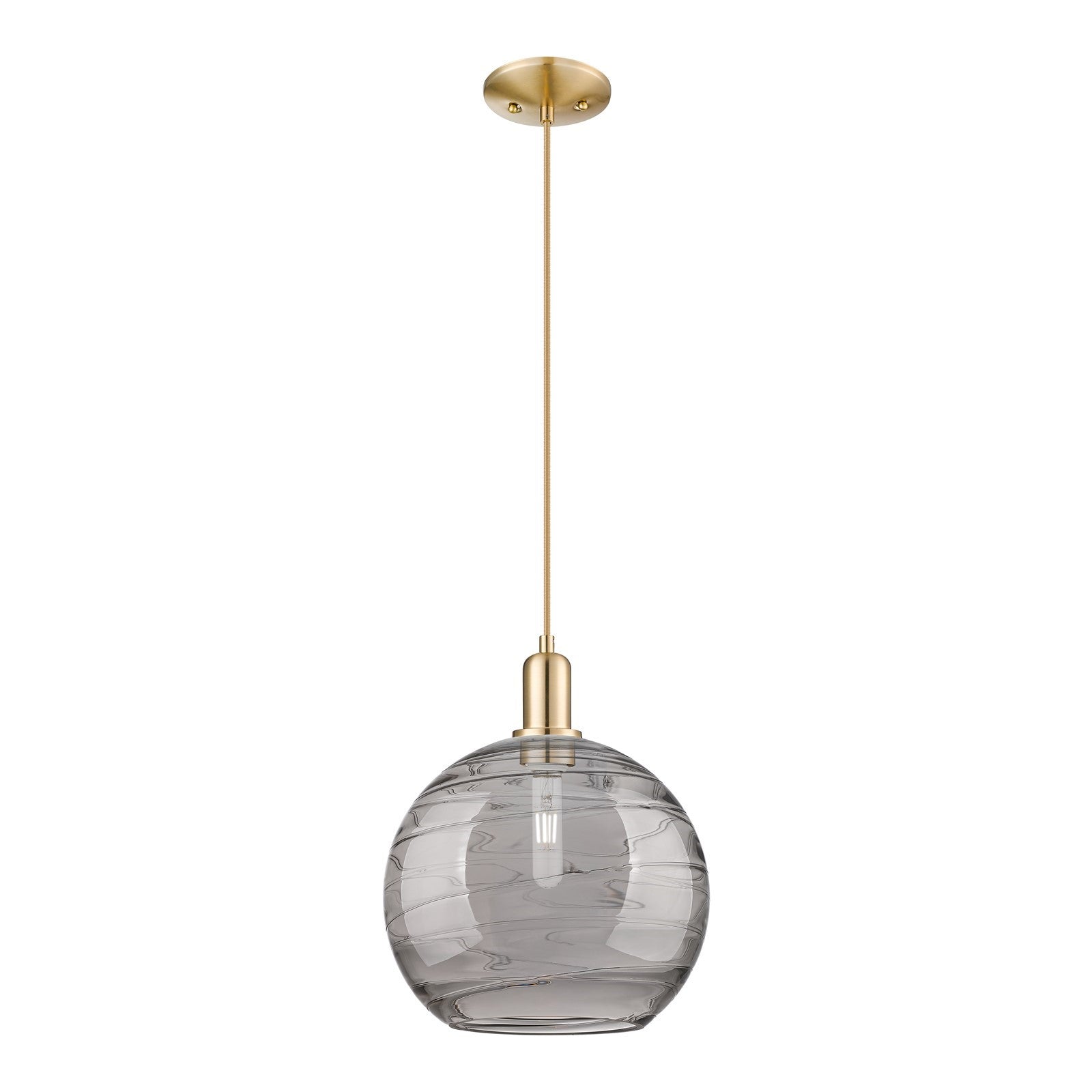 Innovations Athens Deco Swirl 12in 1-Light Mini Pendant | Industrial Champagne Bronze Steel and Light Smoke Glass | Kitchen | Model 716-1P-CB-G1213-12SM