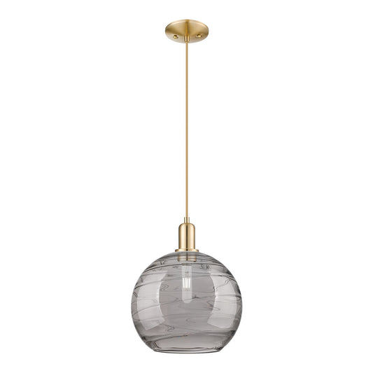 Innovations Athens Deco Swirl 12in 1-Light Mini Pendant | Industrial Champagne Bronze Steel and Light Smoke Glass | Kitchen | Model 716-1P-CB-G1213-12SM