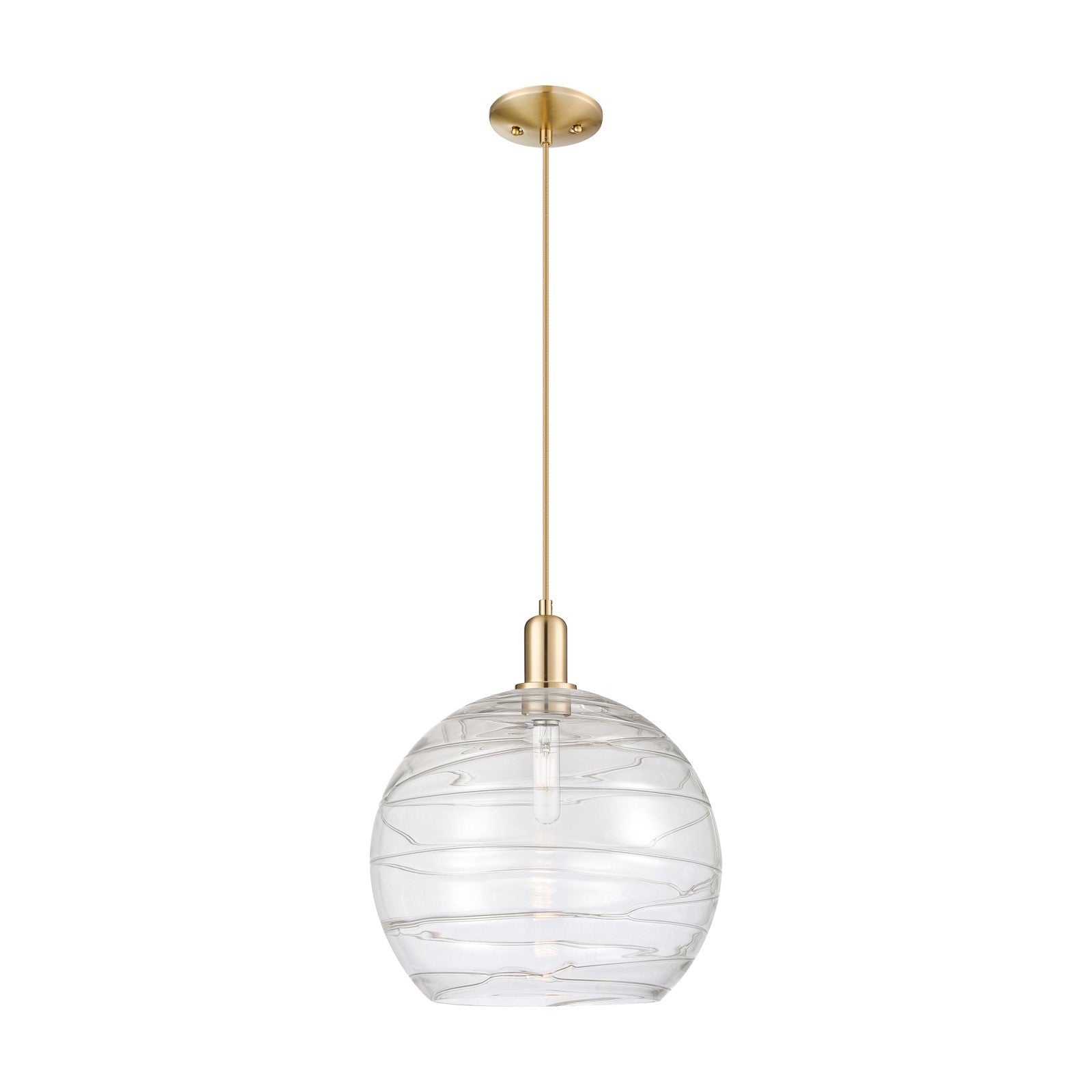 Innovations Athens Deco Swirl 14in 1-Light Mini Pendant | Industrial Champagne Bronze Steel and Clear Glass | Kitchen Island | Model 716-1P-CB-G1213-14CL