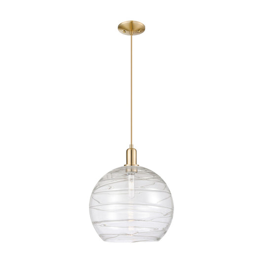 Innovations Athens Deco Swirl 14in 1-Light Mini Pendant | Industrial Champagne Bronze Steel and Clear Glass | Kitchen Island | Model 716-1P-CB-G1213-14CL
