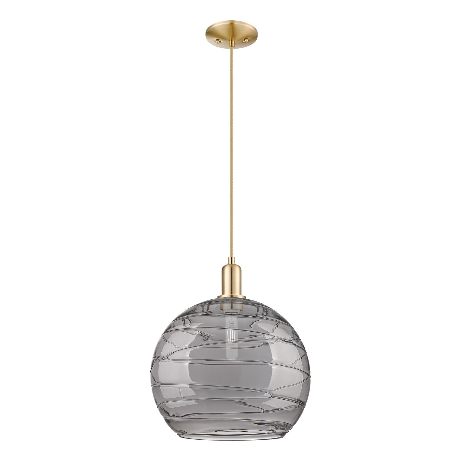 Innovations Athens Deco Swirl 14in 1-Light Mini Pendant | Industrial Champagne Bronze Steel and Light Smoke Glass | Kitchen | Model 716-1P-CB-G1213-14SM