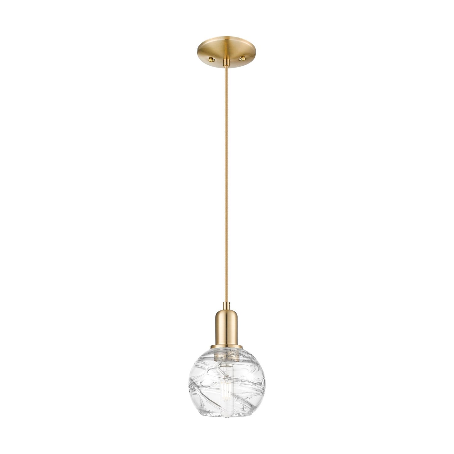 Innovations Athens Deco Swirl 6in 1-Light Mini Pendant | Industrial Champagne Bronze Steel and Clear Deco Swirl Glass | Model 716-1P-CB-G1213-6CL