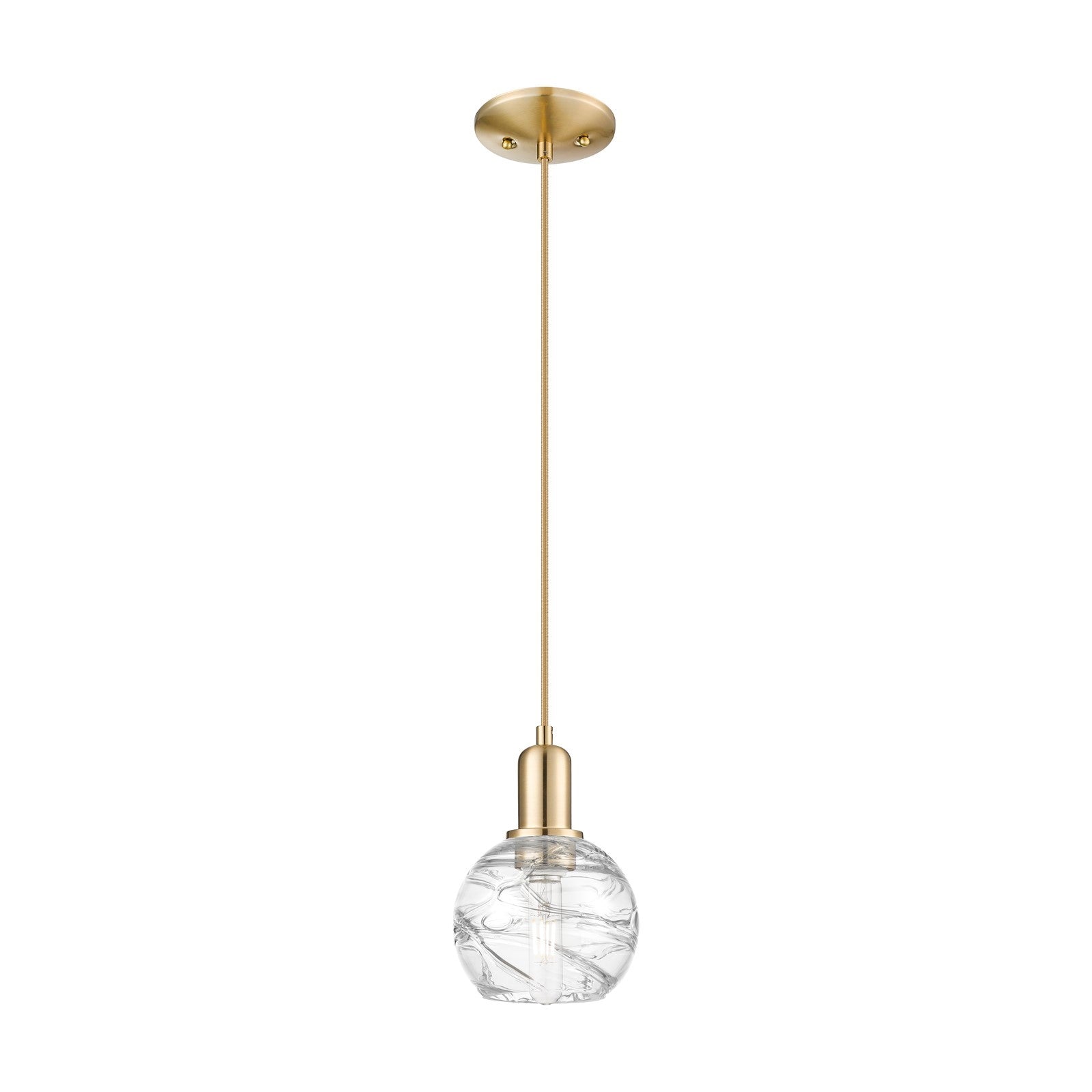 Innovations Athens Deco Swirl 6in 1-Light Mini Pendant | Industrial Champagne Bronze Steel and Clear Deco Swirl Glass | Model 716-1P-CB-G1213-6CL