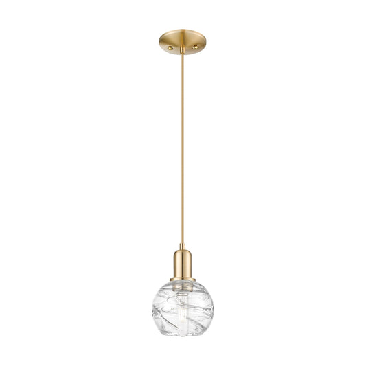 Innovations Athens Deco Swirl 6in 1-Light Mini Pendant | Industrial Champagne Bronze Steel and Clear Deco Swirl Glass | Model 716-1P-CB-G1213-6CL