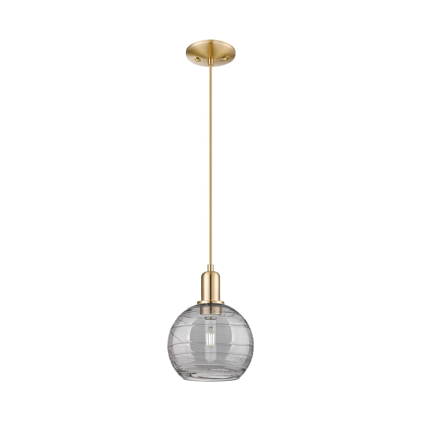 Innovations Athens Deco Swirl 8in 1-Light Mini Pendant | Industrial Champagne Bronze Steel and Light Smoke Glass | Kitchen | Model 716-1P-CB-G1213-8SM