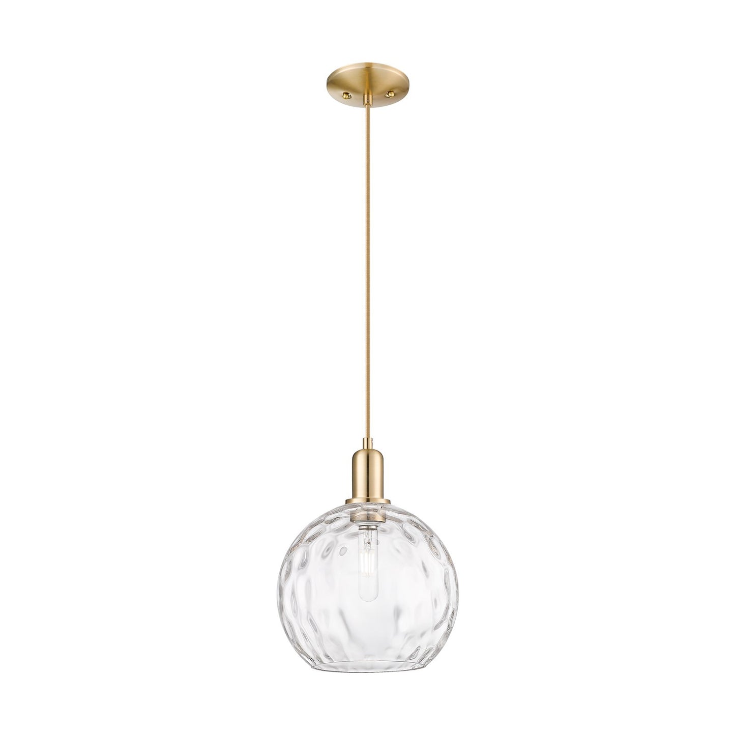 Innovations Athens Water Glass 10in 1-Light Mini Pendant | Industrial Champagne Bronze Steel and Clear Glass | Kitchen Island & | Model 716-1P-CB-G1215-10