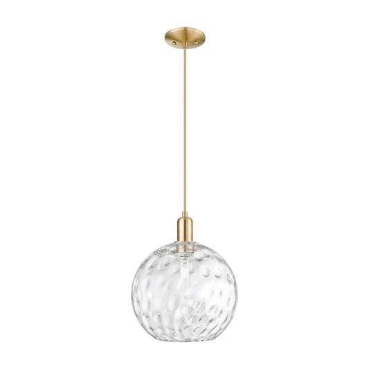 Innovations Athens 12in 1-Light Mini Pendant | Industrial Champagne Bronze Steel and Clear Water Glass | Kitchen Island & | Model 716-1P-CB-G1215-12
