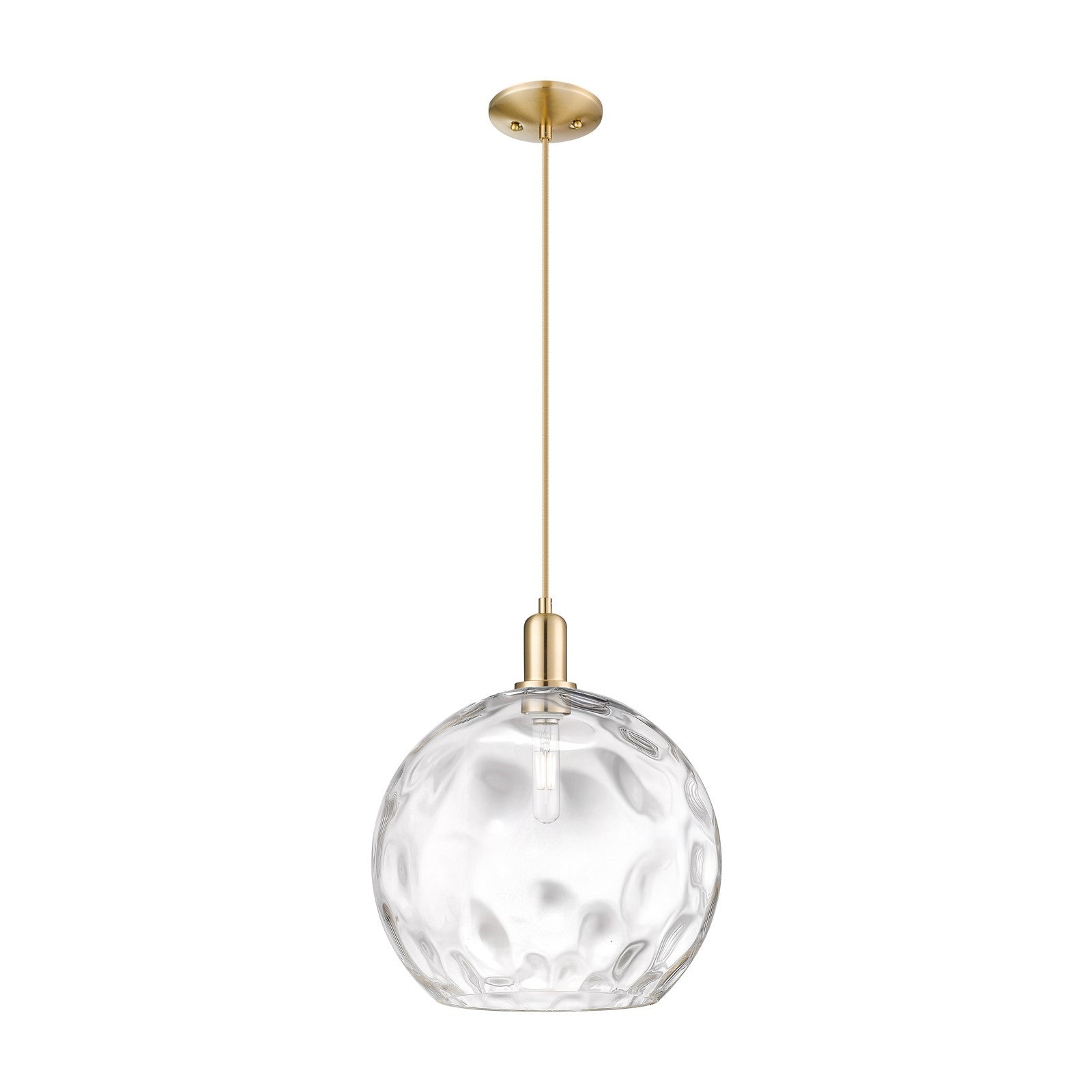 Innovations Athens 13in 1-Light Mini Pendant | Industrial Champagne Bronze Steel and Clear Water Glass | Kitchen Island & | Model 716-1P-CB-G1215-14