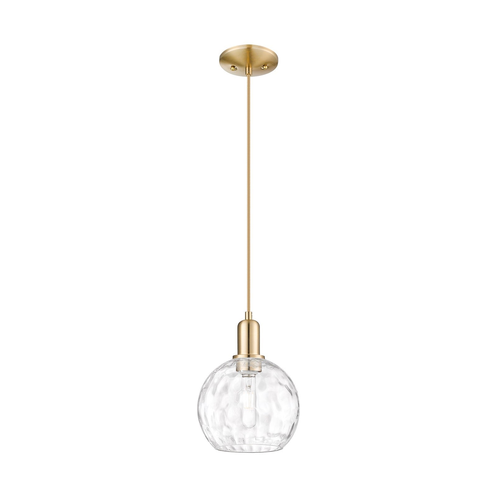 Innovations Athens Water Glass 8in 1-Light Mini Pendant | Industrial Champagne Bronze Steel and Clear Water Glass | Kitchen | Model 716-1P-CB-G1215-8